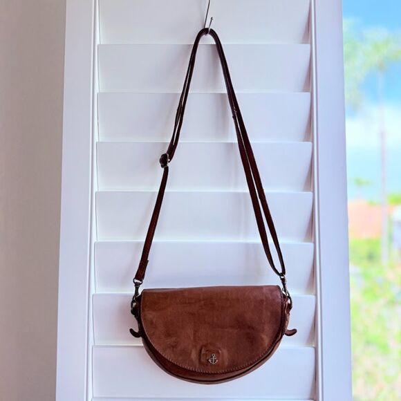 Harbor 2nd Brown Leather Mini Satchel Convertible Belt Bag to Crossbody Purse - Picture 1 of 14